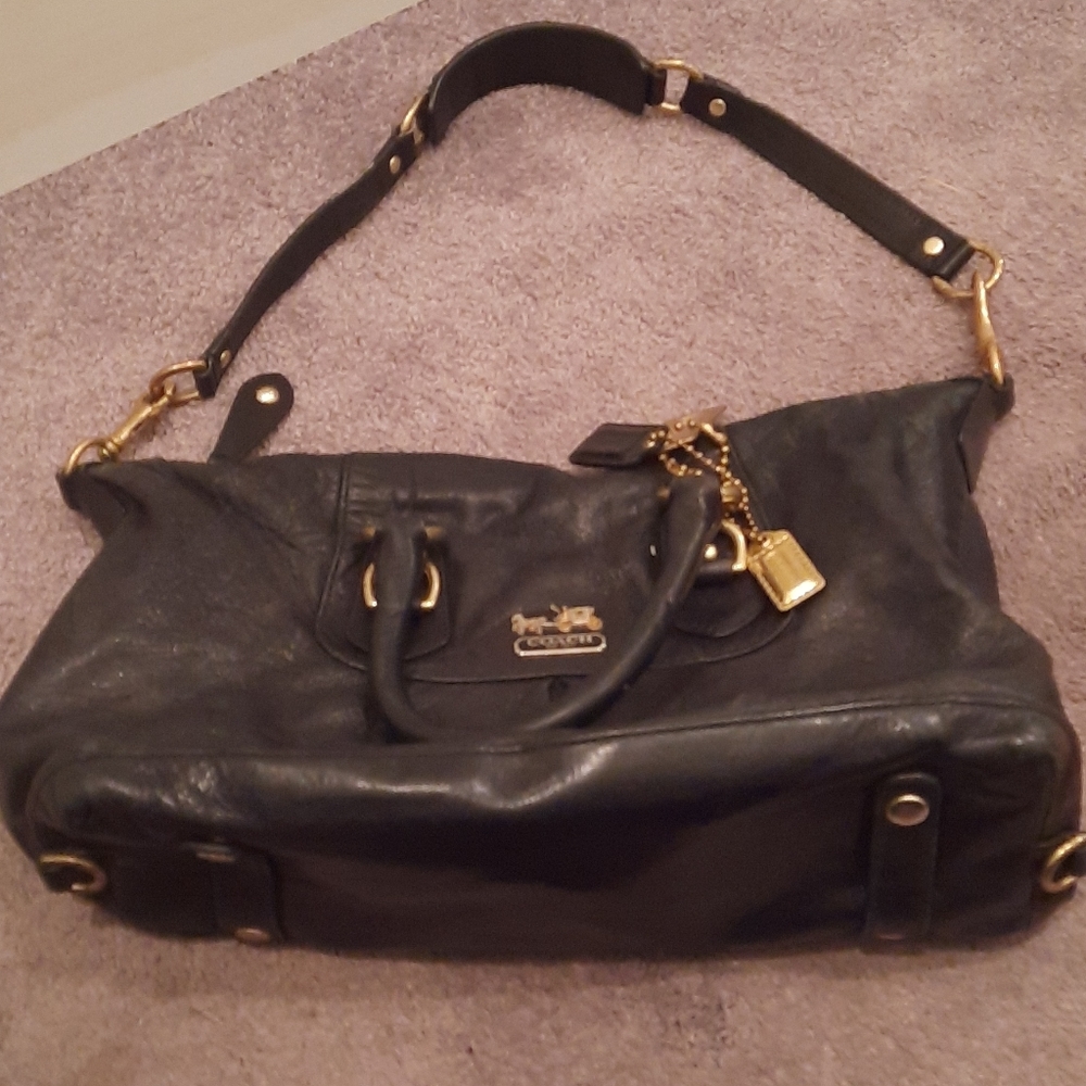 Coach black leather handbag